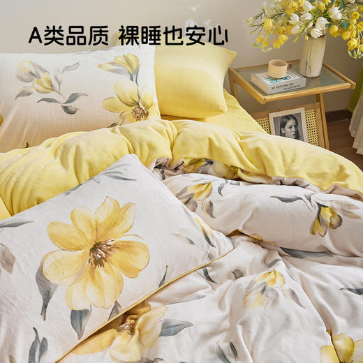 多喜爱  印花牛奶绒套件【不起球 不掉毛】【 A类高克重】【柔软舒适 抗静电】栀子凝香 商品图3