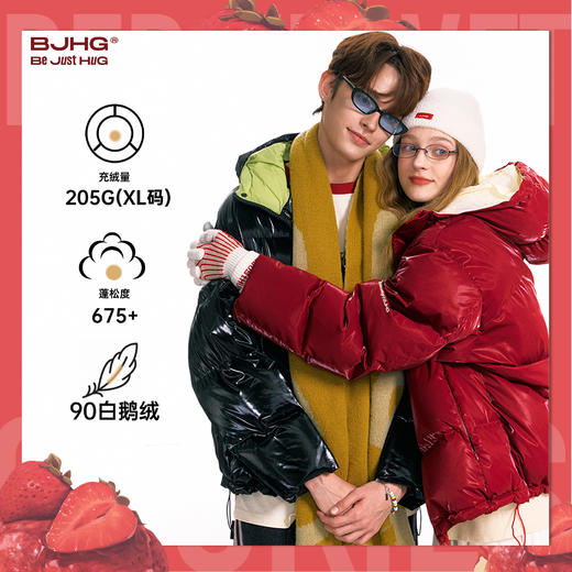 BJHG不计后果甜品鹅绒服女款冬季加厚面包服连帽羽绒服90绒外套男 商品图0