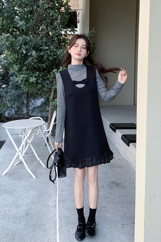amadella 法式气质减龄撞色打底衫背心裙套装 22086 商品图0
