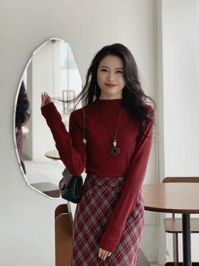 【百图lulu定制】【红曜石T恤】【赠来财吊坠】高弹 舒适 小立领 长袖T恤