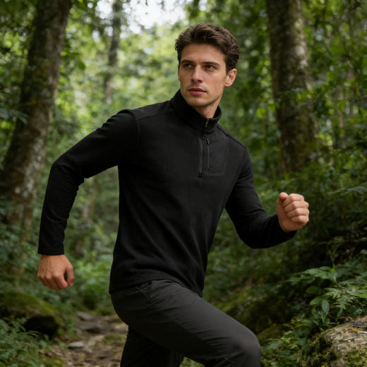 纳趣新品情侣款半拉链抓绒衣防静电细腻双面绒户外运动上衣 商品图1