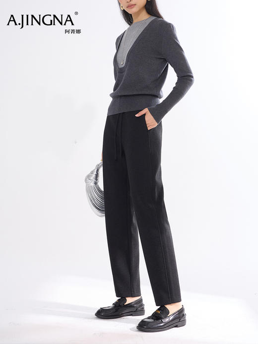 【醋酸羊毛】阿菁娜冬季新款醋酸羊毛老爹裤羊毛混纺面料垂坠抗皱轻盈透气F30D210102 商品图3