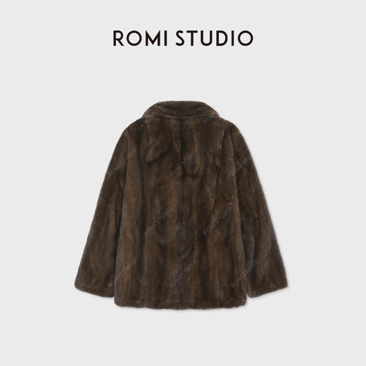 ROMI STUDIO“天鹅绒丹麦咖啡貂”抽刀工艺轻奢翻领皮草 RWCWWG7306 商品图1