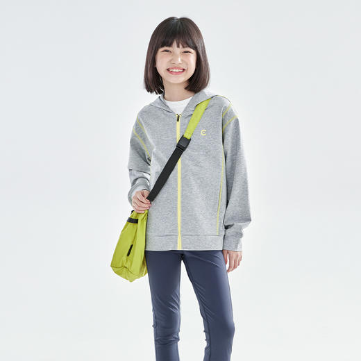花灰色预售4.8发 cicochild2026年春季新款亲子中大女童轻薄连帽卫衣户外运动外套 商品图4
