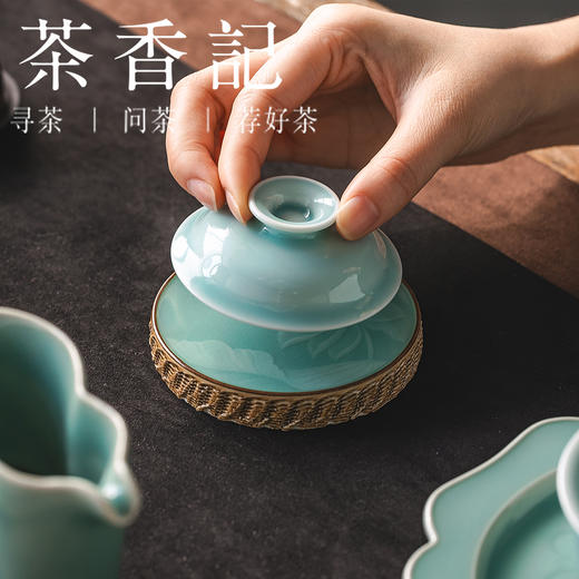 茶香记荷叶田田盖置青瓷陶瓷摆件镇纸笔搁赏玩清雅诗意茶道配件 商品图2