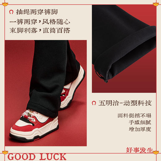 安踏好事发生丨“马上有钱”运动长裤男马年新年直筒裤152618303S 商品图3