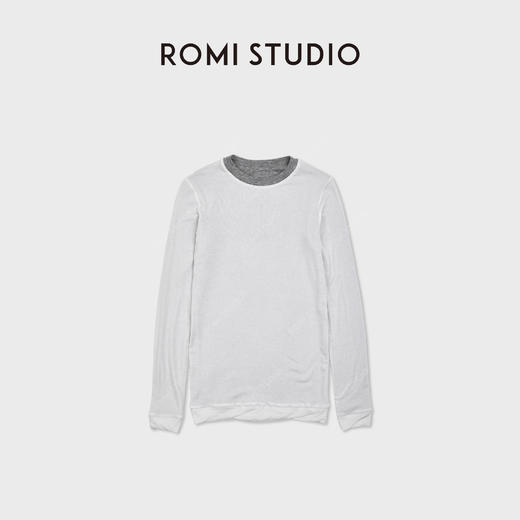ROMI STUDIO“双面两穿”19.5μm超细羊毛撞色长袖T恤 RWDSSU1550 商品图6