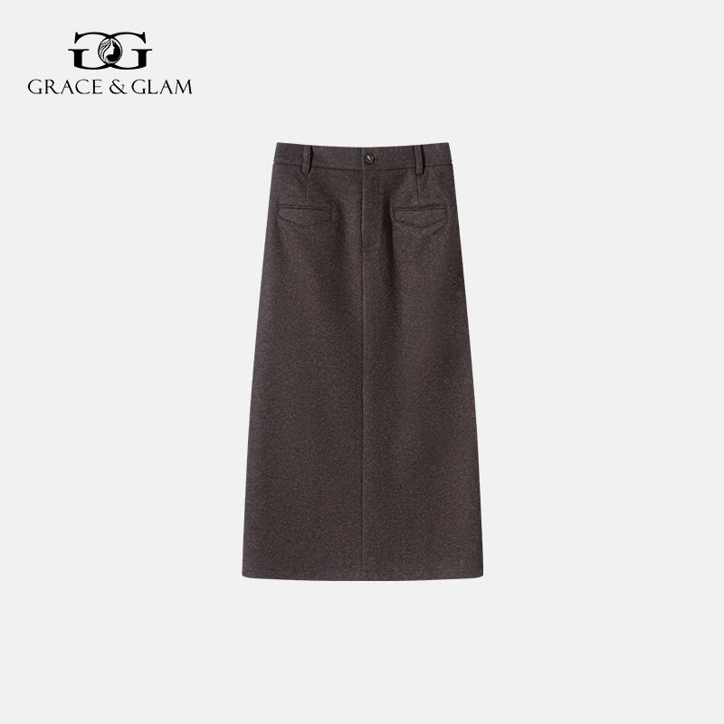 【7天左右发货】Grace&Glam 高级感高腰开叉直筒半身裙