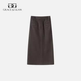 【7天左右发货】Grace&Glam 高级感高腰开叉直筒半身裙