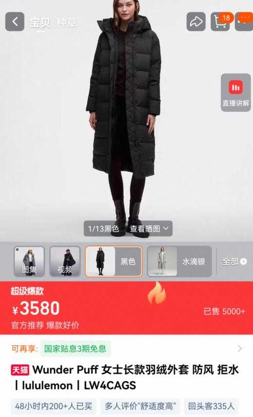 工厂特价lu长款9格白鹅绒羽绒服 商品图0