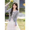 鹿向南「软云漫织」长袖灰色针织衫女春季新款气质显瘦假两件上衣 商品缩略图2