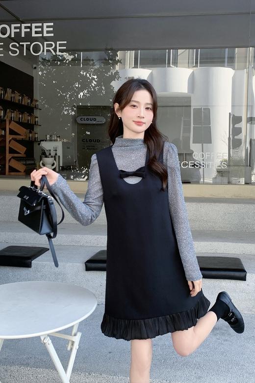 amadella 法式气质减龄撞色打底衫背心裙套装 22086 商品图2