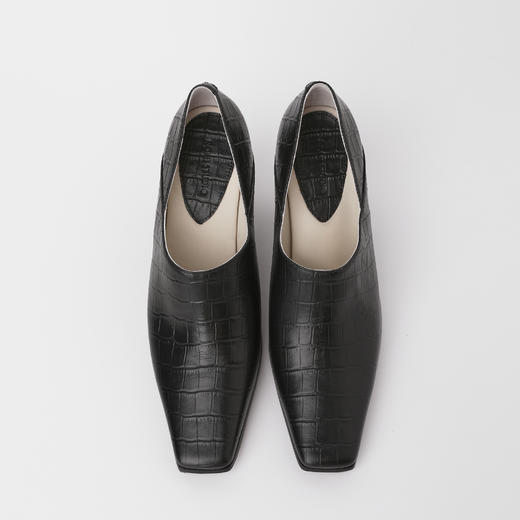 ROMI STUDIO牛皮压鳄鱼纹时尚黑色哑光粗跟高跟鞋RWCLP37447 商品图2