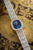 独角鹿西洋古董1970年代瑞士顶级钟表世家百达翡丽Patek Philippe出品18K白金编织表带蓝色日辉纹石英镶嵌钻石表盘女士腕表 商品缩略图3