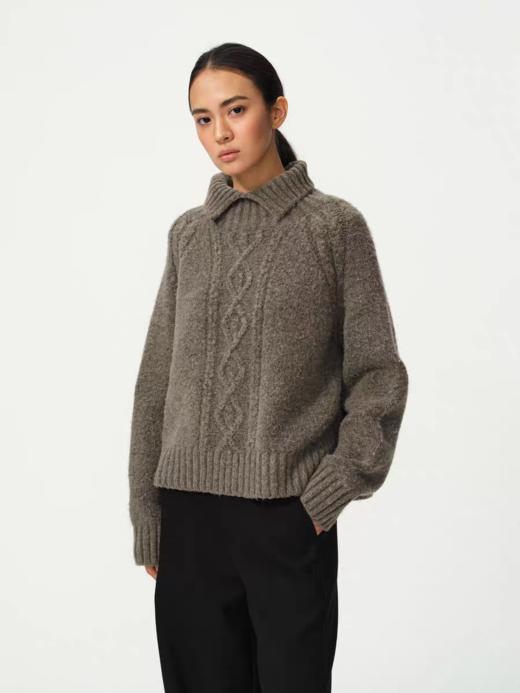 Evistub girls/E-5DMY1248/绵羊毛混纺绞花开衩毛衣 商品图2