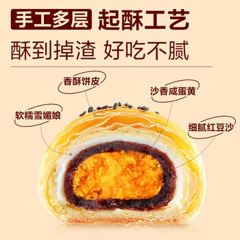 良品铺子蛋黄酥礼盒320g咸蛋黄酥雪媚娘送人送礼团购早餐零食中式糕点点心 商品图2