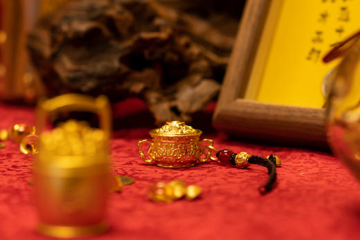 ²【灵顺寺财神庙】转运聚宝盆小挂件 材质铜镀金 HM02-CRMM-XJJ 商品图6