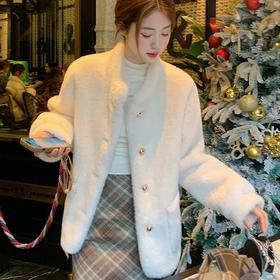 高奢贵妇局！小香风仿水貂绒环保皮草外套 秋冬必备，软软糯糯！高级贵妇质感，完美色系印染，贵气十足