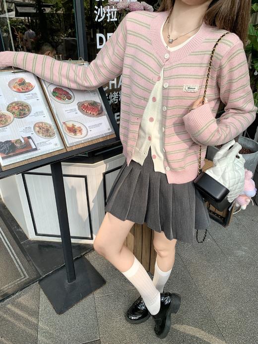 <曾小咸推荐>现货秒杀 ！微信超特价！假两件条纹毛织开衫 日常199.99 立减110 秒杀89.99！！ 商品图6