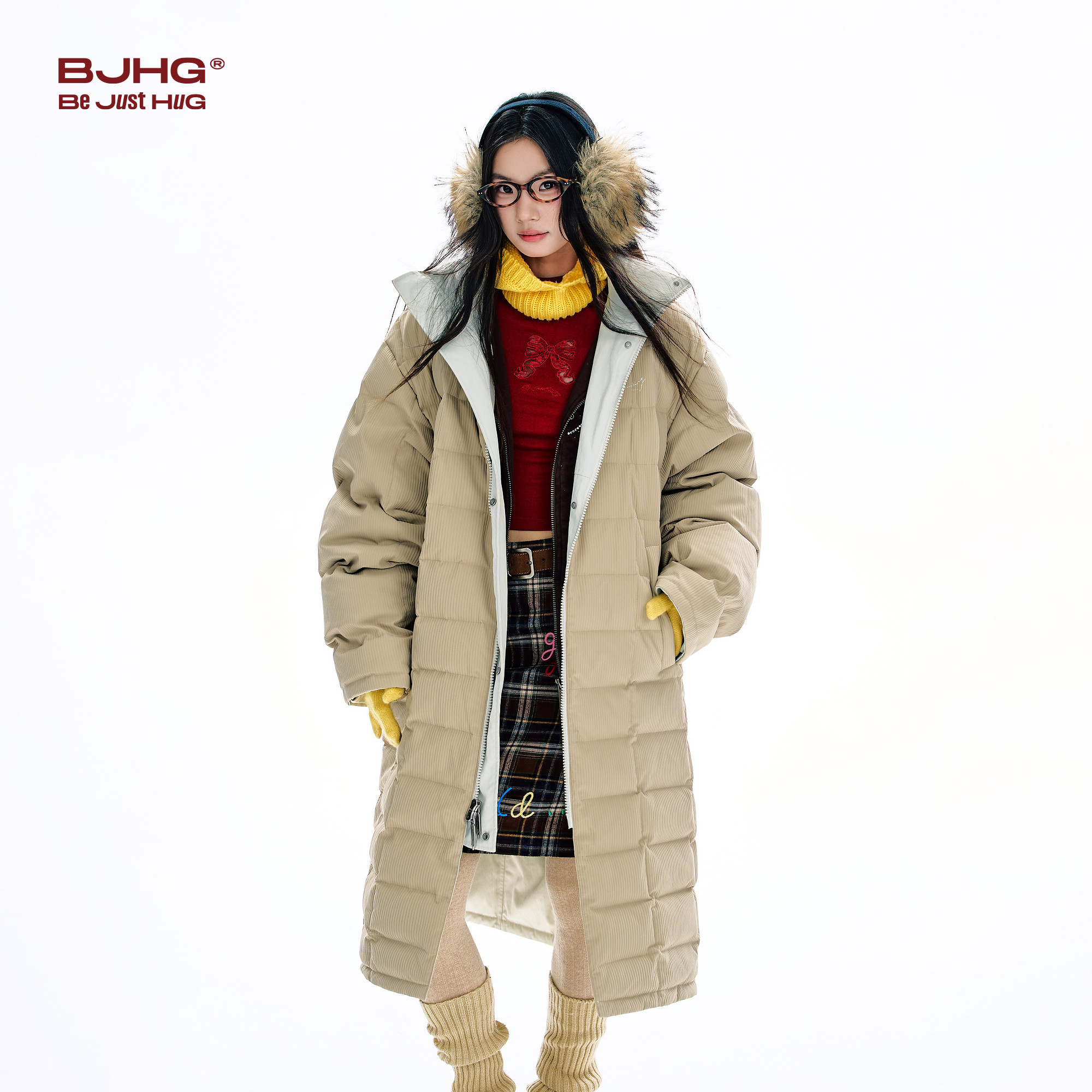 BJHG不计后果双面穿长款羽绒服男冬季新款保暖防风90白鸭绒外套女