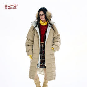 BJHG不计后果双面穿长款羽绒服男冬季新款保暖防风90白鸭绒外套女