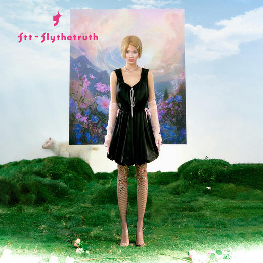 FTT FlyTheTruth  暗夜精灵 高级感无袖花苞连衣裙女夏抽褶背心裙 商品图1