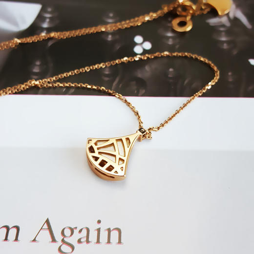 【95新】BVLGARI宝格丽DIVAS’DREAM系列358365  玫瑰金小号白贝母镶边钻扇子项链链长约44cm女士 170126NJT41 商品图5