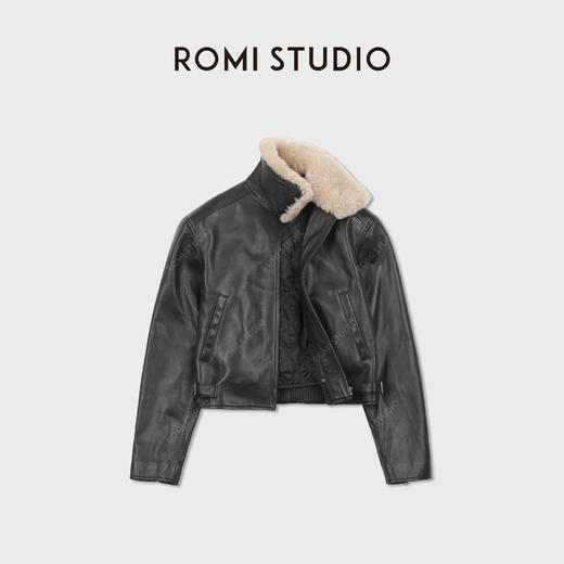 ROMI STUDIO可拆卸山羊绒毛领3M棉全件四季款皮夹克 RWCWWG7234 商品图1