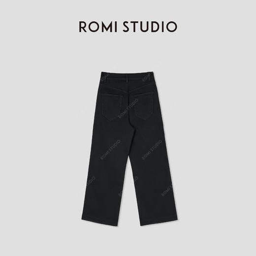 ROMI STUDIO“抓绒牛仔”小太阳底抓绒弹力直筒黑牛仔裤RW24AX80728【现货】 商品图1