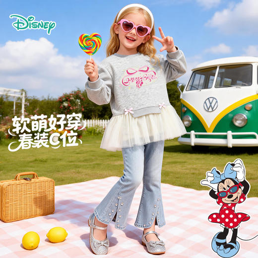 迪士尼（Disney）女童甜美可爱卫衣蕾丝裙边休闲运动耐磨春秋季上衣26年新款ZD1FS019 商品图5