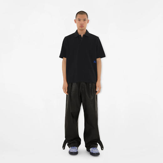 BURBERRY 巴宝莉 男士马术骑士刺绣徽标棉质短袖 Polo 衫 黑色 8083600 A1189 商品图3