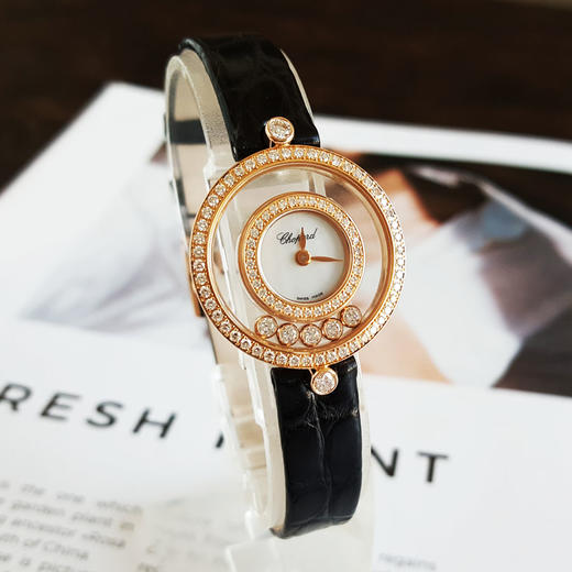 【95新】CHOPARD 萧邦203957-5208石英机芯活动钻26MM（女款）HAPPY DIAMONDS系列18K玫瑰金；镶嵌原厂钻石表圈 251225NJS24 商品图2