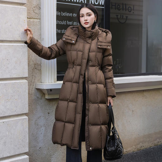 长款加厚过膝羽绒服，白鸭绒保暖连帽外套HR-QXG8515 商品图1