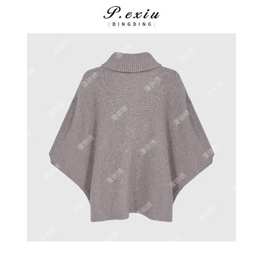 PanYiXiu/潘依绣浣熊绒羊毛人丝法式优雅气质高领无袖针织斗篷上衣D430 商品图2