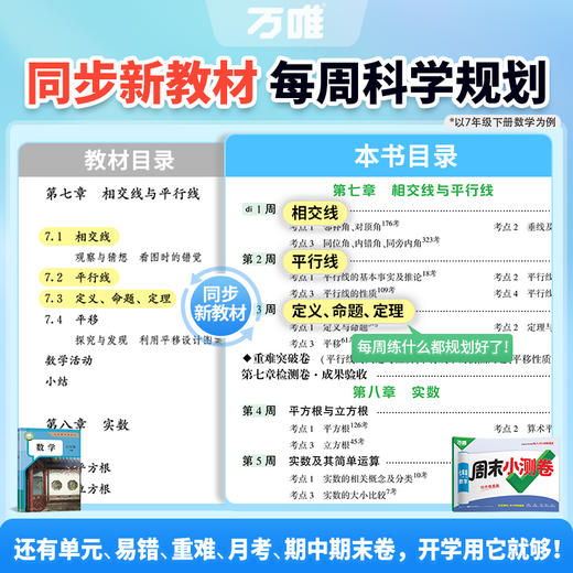 2026新版万唯周末半小时小测卷初中七八年级下册同步教材周测单元测期中期末试卷语文数学英语物理道法历史人教北师万维教育 商品图1