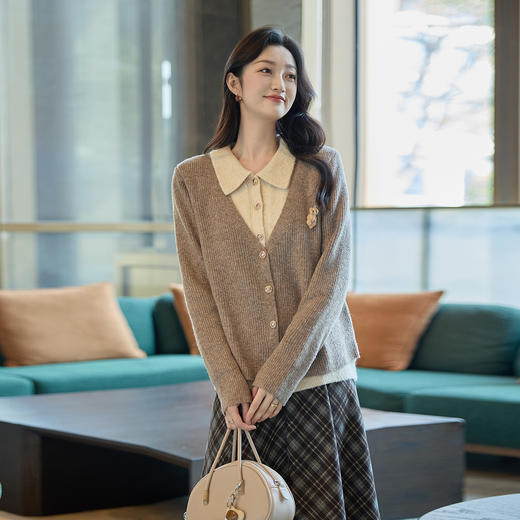 奢姿大码女装2025冬季时尚小熊装饰针织开衫胖妹妹气质甜美上衣9654691138 商品图4