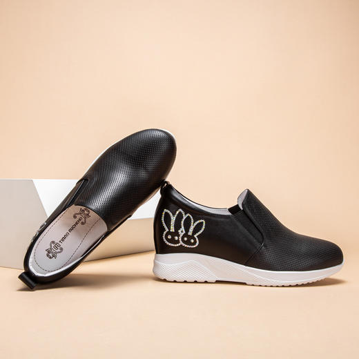 迪宝女鞋牛皮卡通水钻厚底增高休闲鞋女春夏款简约#白色40【无运费险】 商品图2