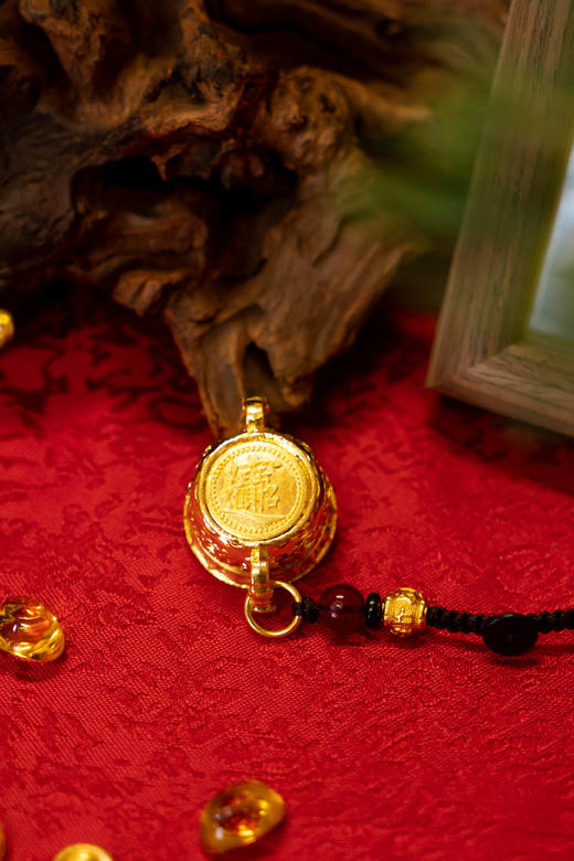 ²【灵顺寺财神庙】转运聚宝盆小挂件 材质铜镀金 HM02-CRMM-XJJ 商品图1