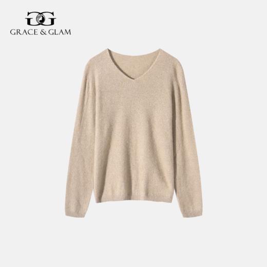 Grace&Glam 云朵保暖羊绒羊毛V领拉绒毛衣 商品图3