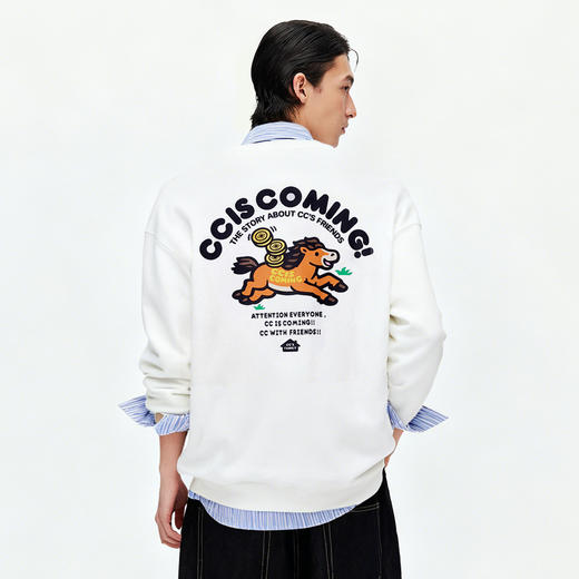 NPC潮牌CC马年限定舒温暖皮圆领卫衣马上有钱印花秋冬新CC5CST01 商品图2