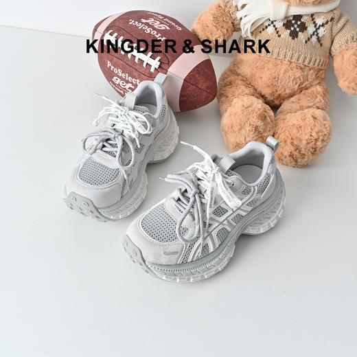经典鲨2026年春季专柜新品网面系带透气跑步休闲鞋老爹鞋女KW502-617021 商品图0