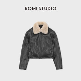 ROMI STUDIO可拆卸山羊绒毛领3M棉全件四季款皮夹克 RWCWWG7234