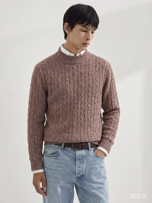 「5色可选」羊绒羊毛半高领花纱绞花针织衫 商品图1