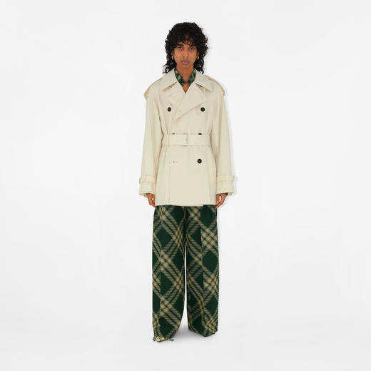 BURBERRY 巴宝莉 女士短款嘎巴甸 Trench 束腰风衣 白色 8083207 B8620 商品图3