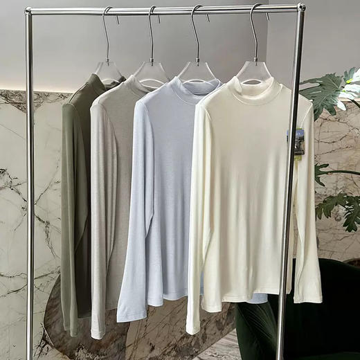 官网699！断码 内家烟管领云感澳洲绵羊毛醋酸发热腈纶保暖上衣女简约百搭修身打底衫 商品图4