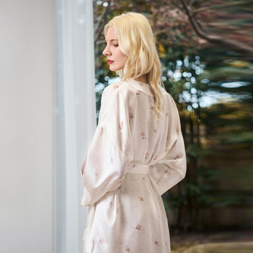 Solo seta22姆米女士真丝印花睡袍桑蚕丝家居服情人节送礼春夏 商品图4