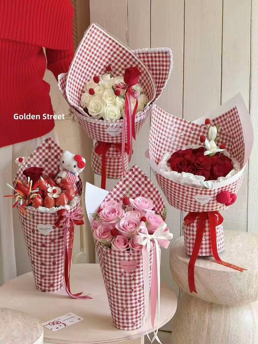 情人节新品/红色格子包装纸（牛皮10张） 商品图2