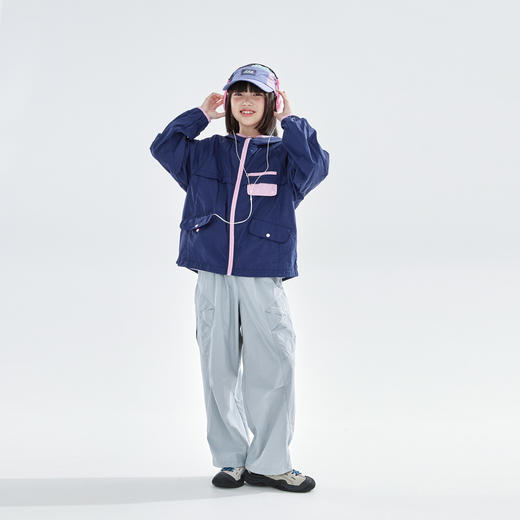 cicochild26年春季新款亲子中大女童轻量撞色外套防泼水连帽上衣 商品图4