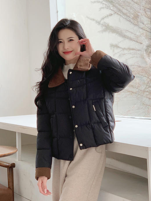 【百图lulu定制】【奥利奥棉服】格纹  灯芯绒衣领 袖口 拼色 棉服 商品图4