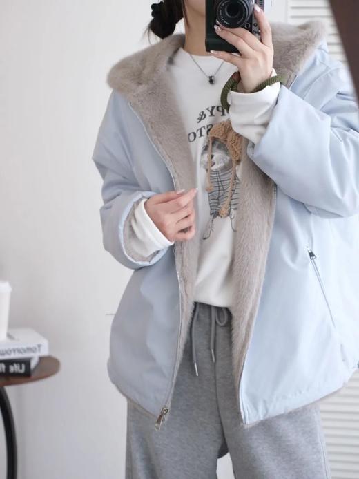 仿貂绒连帽一体保暖外套，外层三防面料，内里水貂绒暖糯亲肤（3-7天发货）【G】 商品图7